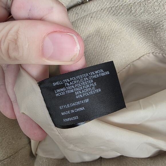 Coffee Shop Tan Preppy Equestrian Wool Blend Outdoor Cute Pea Coat Size XS - Picture 5 of 9